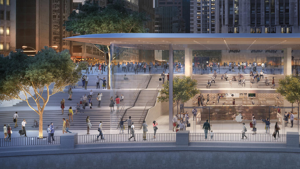 Apple store with macbook shaped roof opens in chicago